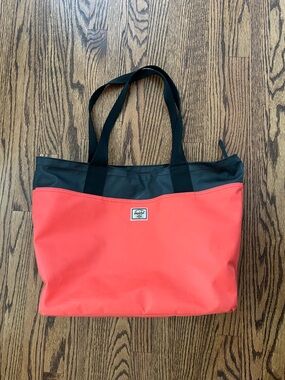 Herschel Supply Company Coral and Black Canvas Tote